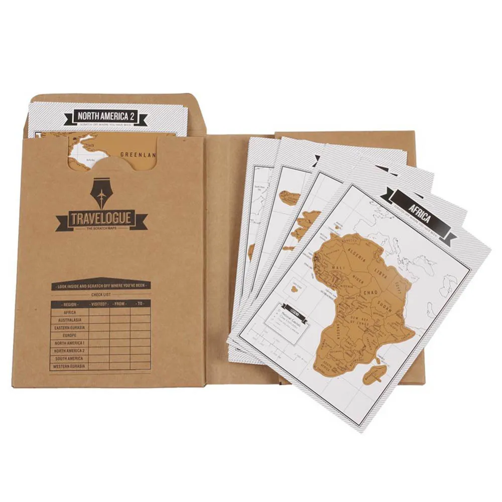Nuovo regalo turistico del taccuino del registro del diario del libro dei consigli di viaggio della mappa del mondo del graffio di travelogo caldo