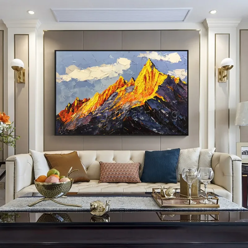 Canvas acrylic painting abstract mountain Palette Knife painting Wall art Pictures for living room home decor cuadro decoration3