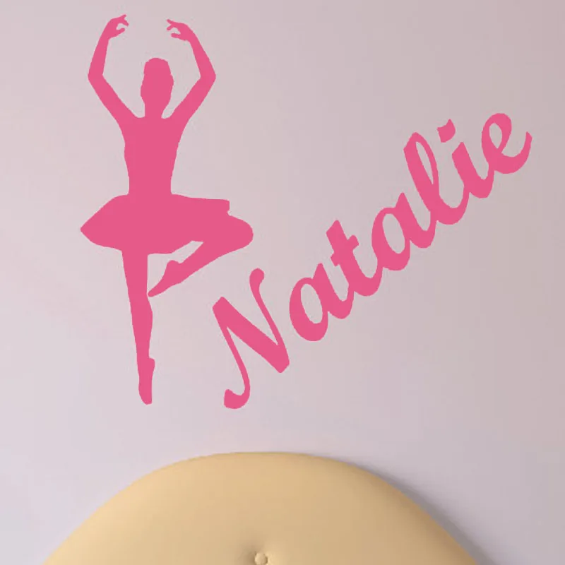 Customized Name Ballerina Wall Decals Vinyl Adhesive Wall Decor Removable Dance Wall Stickers Home