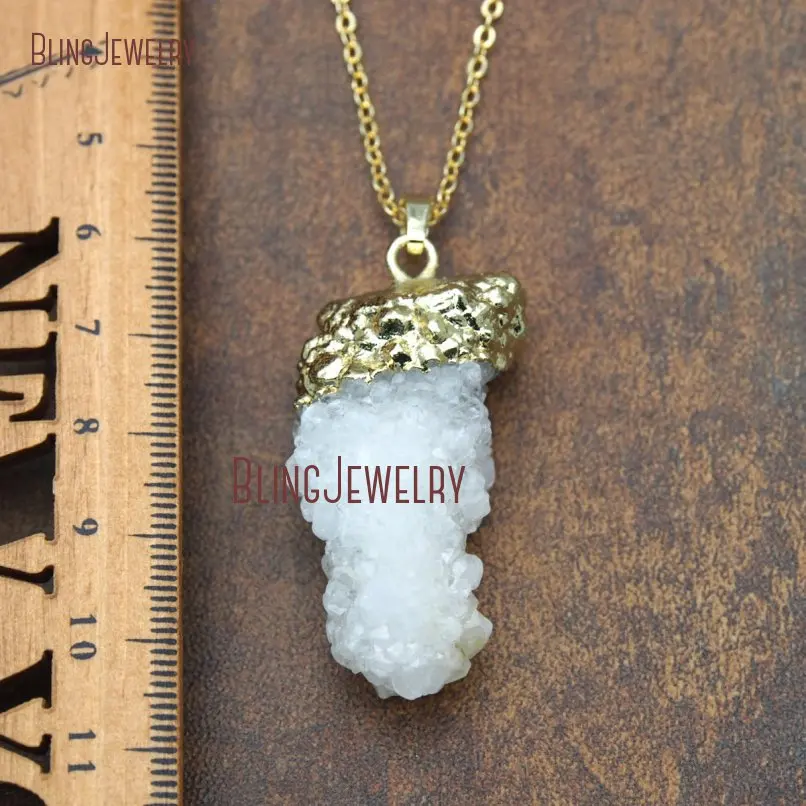 Spirit Quartz Pendant Necklace Cactus  Fairy Crystal Point Drusy Druzy    Chain  NM17564