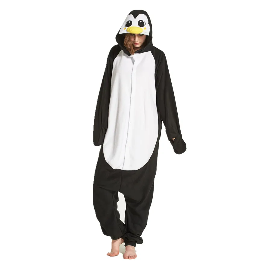 

Adults Polar Fleece Black Penguin Animal Kigurumi Women's Men's Onesies Pyjamas Cosplay Costume for Halloween and Carnival Party