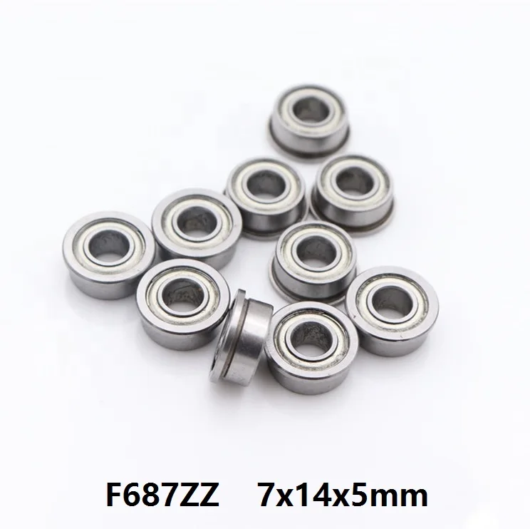 

50pcs/100pcs/500pcs F687ZZ Flanged bearing 7x14x5 mm F687-2Z ZZ shielded Miniature flange deep groove ball bearings 7*14*5