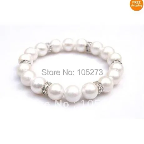 

Lovely Big Size AA 10-11MM White Color Genuine Freshwater Pearl Bracelet Pearl Jewelry 8inch Fashion Jewelry New Free Shipping