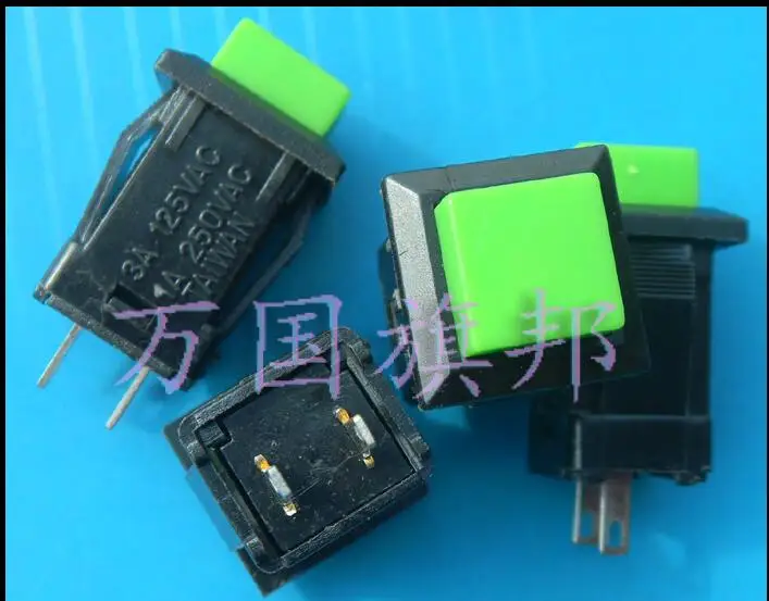 green key 1A 250VAC 13*11MM self-locking square Key switch / push button switch DS429-2