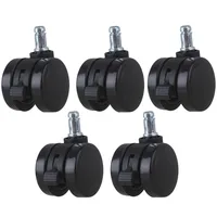 Ruedas giratorias de Metal PU para silla de oficina, ruedas de muebles de 2 "", vástago de anillo de agarre con freno para sofá cama, estante de almacenamiento de productos, 5 piezas