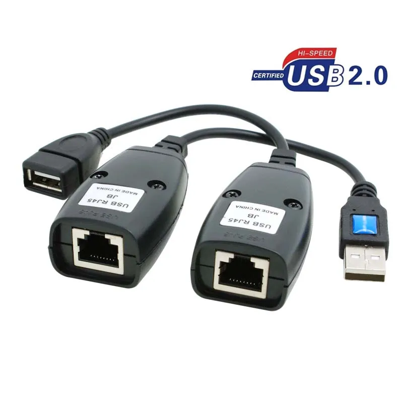 GuSou 1 Pair USB 2.0 USB2.0 Male & Female to Rj45 Female Extended Cable PC Printer Camera Net Cables