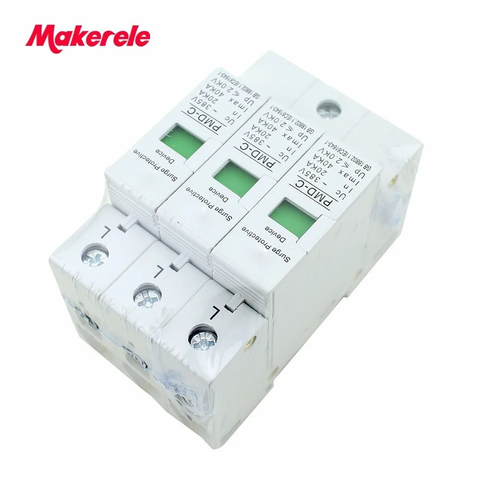 Hot sale SPD 3P 20KA~40KA ~385VAC House Surge Protector Protective Low-voltage Arrester Device anti-lightening