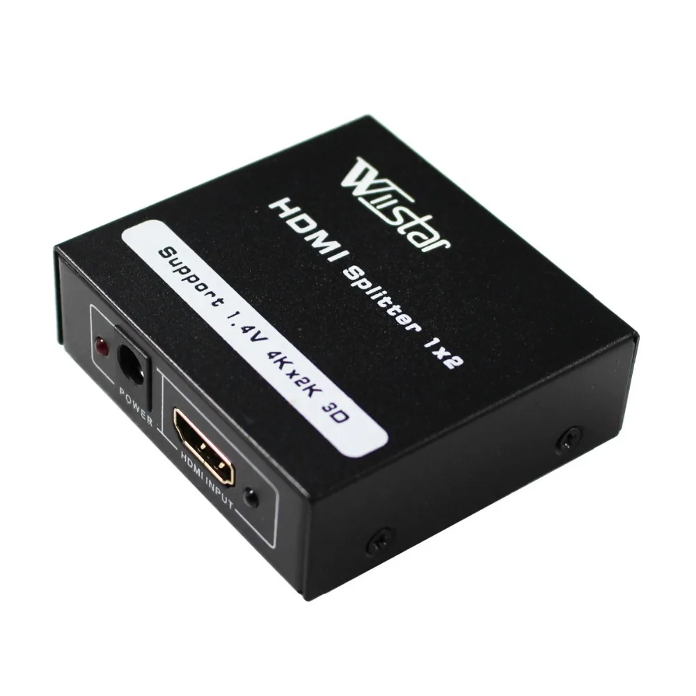 Wiistar 1080P 2 Ports HDMI Splitter 1.4 HDMI Splitter 3D 1 x 2 HDMI Splitter 5V Power Supply 1 In 2 Out Switcher For HDTV