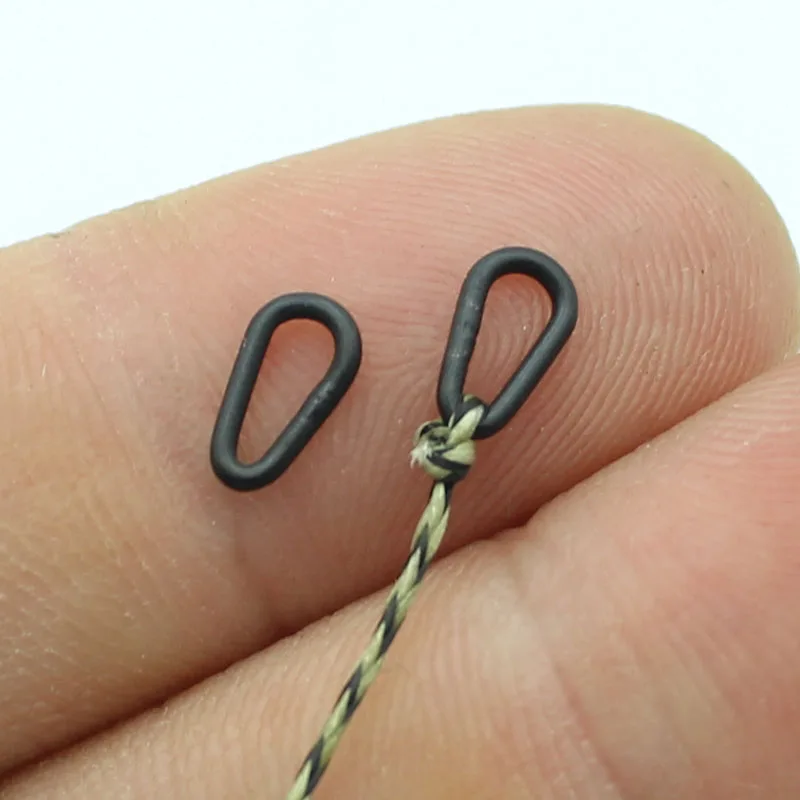 40PCS Carp Fishing Accessory Rig Rings Oval Rig Ring Tear Drop Link Loop Carp Fishing Tackle Rig Making Anti Glare Black Tackle