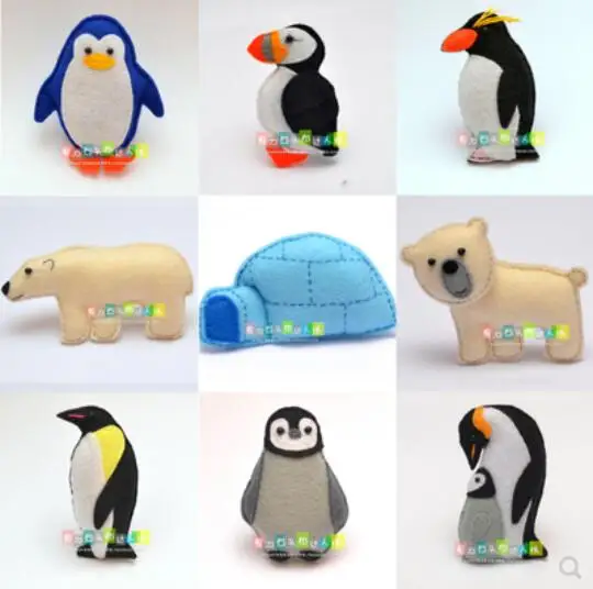 Arctic Animal Creative Cartoon Doll Polar Bear Penguin Felt kit Non-woven cloth Craft DIY Sewing set Felt Handwork JDSTB