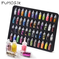 Juego de 48 botellas de lentejuelas para decoración de uñas, purpurina en polvo para manicura, esmalte de puntas, pegatinas de uñas, estuche de diseño mixto