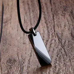 Mens Boys Chokers Tungsten Carbide Striped Pendants Necklaces With Black Rubber Rope Men Fashion Jewelry Collares Collier 17 