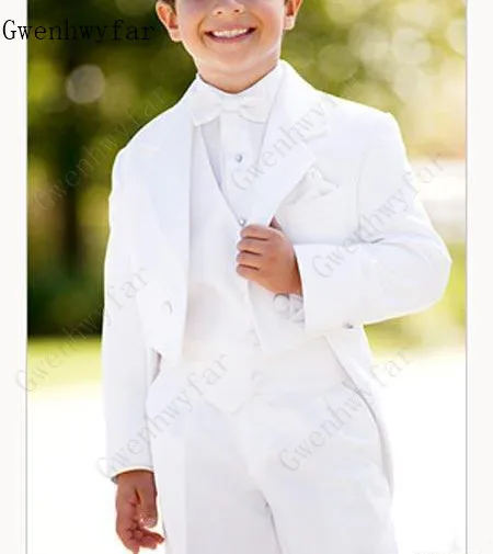 

White Boy's Formal Wear Suits For Boy (Jacket+Pants+Vest)Notch Lapel Baby Kids Formal Suit Wedding Party Children Tuxedos