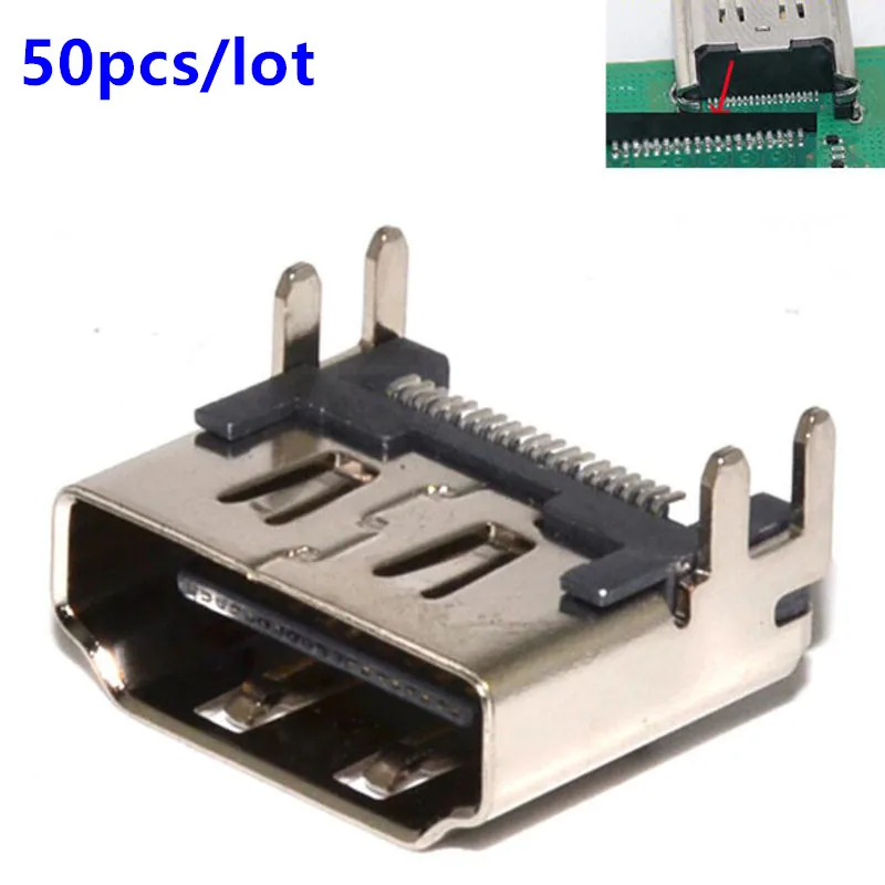 

50pcs HDMI-compatible Socket Interface Connector Port For Playstation 4 PS4 Repair Parts Motherboard Jack Connector Replacement