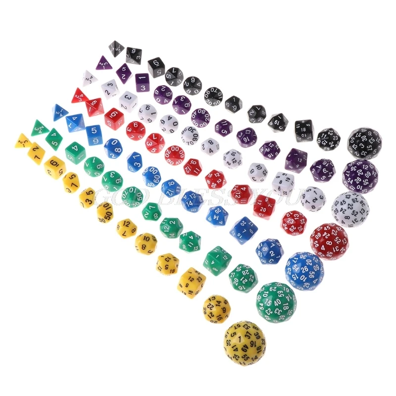 12 pz/set Multi-sided Polyhedral Dadi D4 D6 D8 D10 D12 D20 D24 D30 D60 Per Dungeons & Dragons trasporto di goccia