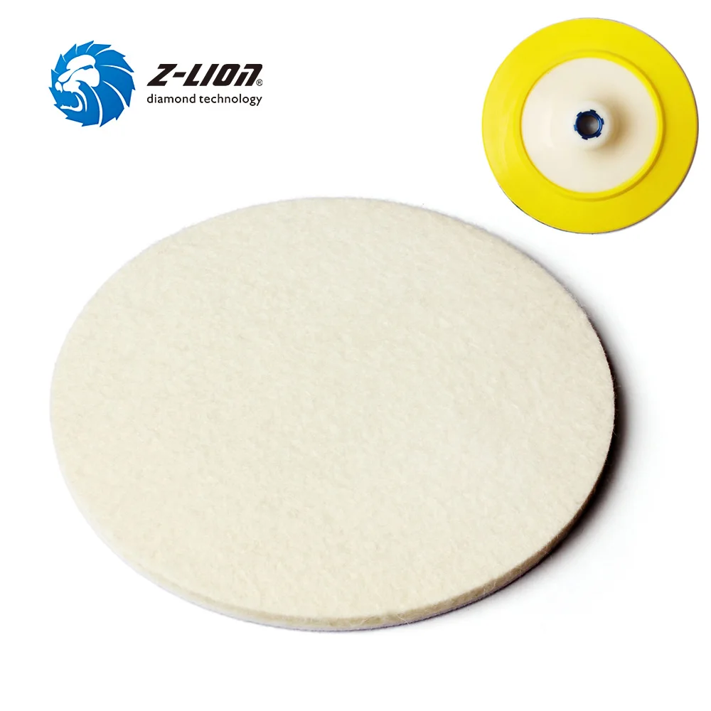 Z-LION 7 Inch Wool Buffing Polisher Pads Wool Felt Buffer Disc Polishing Wheel Hook And Loop Wool Pad Whit M14 5/8-11 Thread