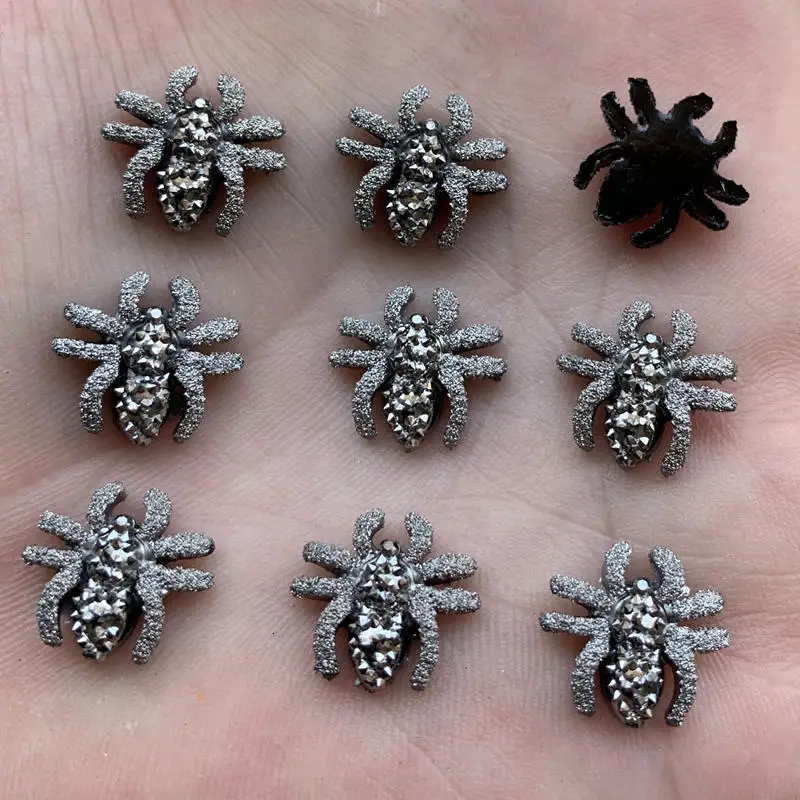 13mm Plastic Black Spider Trick Toy Halloween Haunted House Prop Decorations Christmas Children's Day Gift 90pcs -B704