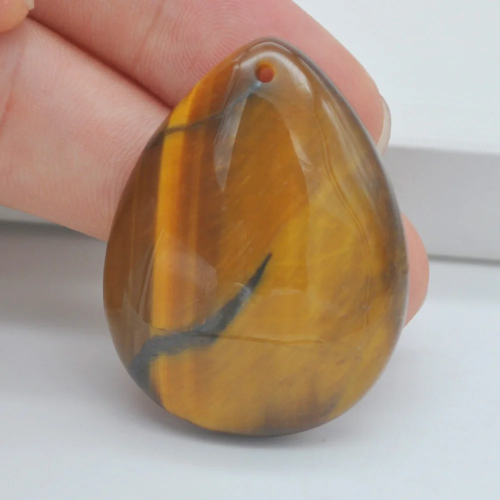 Natural 40x30MM Amethyst Rose Quartz Tigereye Agate Lapis Rhodonite Stone Beads Teardrop CAB Cabochon Hole Jewelry GEM Pendant
