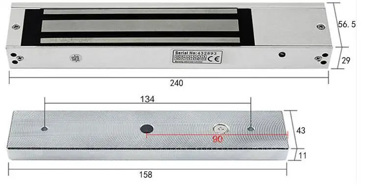 320KGS(800lbs) Magnetic lock with LED and door sensor built in