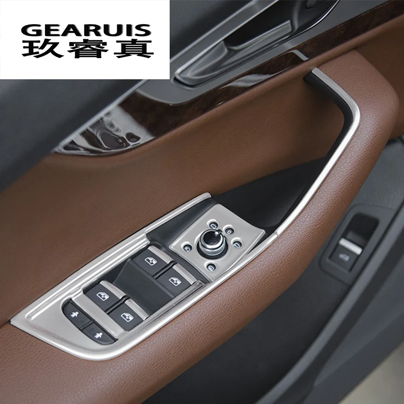 

Car styling door armrest panel covers trim window glass lift buttons frame stickers For Audi q7 2016-2018 auto Accessories LHD