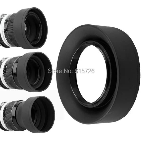 52mm 3-Stage 3 in1 Collapsible Rubber Foldable Lens Hood 52 mm DSIR Lens for Canon Nikon camera