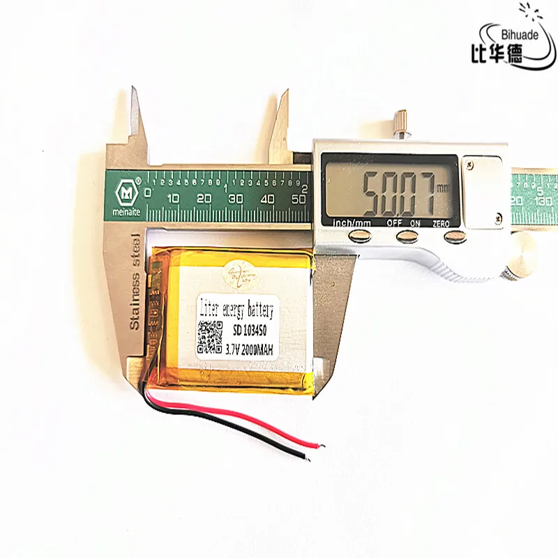 Liter batería de energía de buena calidad, 3,7 V,2000mAH, 103450 polímero de iones de litio/Li-ion, para tableta, pc, GPS,mp3,mp4