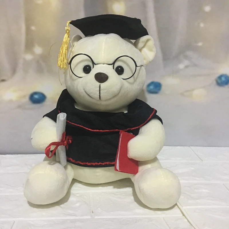 1pc 18cm Cute Graduate Dr. Bear Plush Toy Stuffed kawaii Toys for Kid Funny Graduation Gift for baby Home Decorate