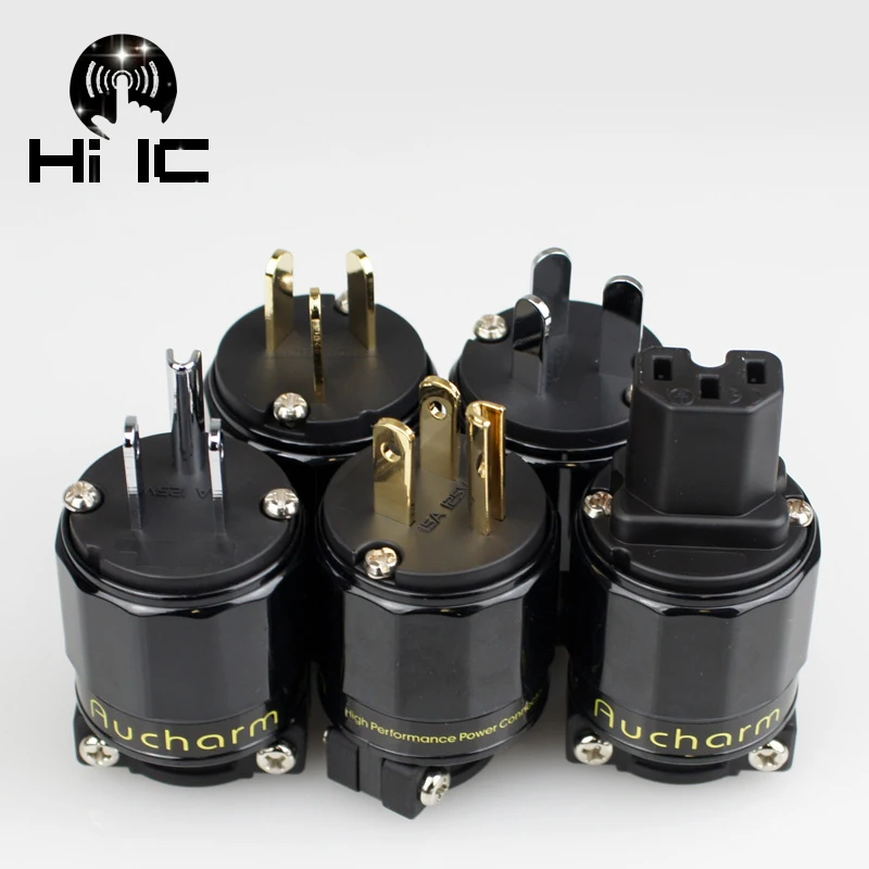 Pozłacana rodowana wtyczka zasilająca USA GB IEC Audio Złącze HiFi Przewód zasilający AC Wtyczki do kabla zasilającego