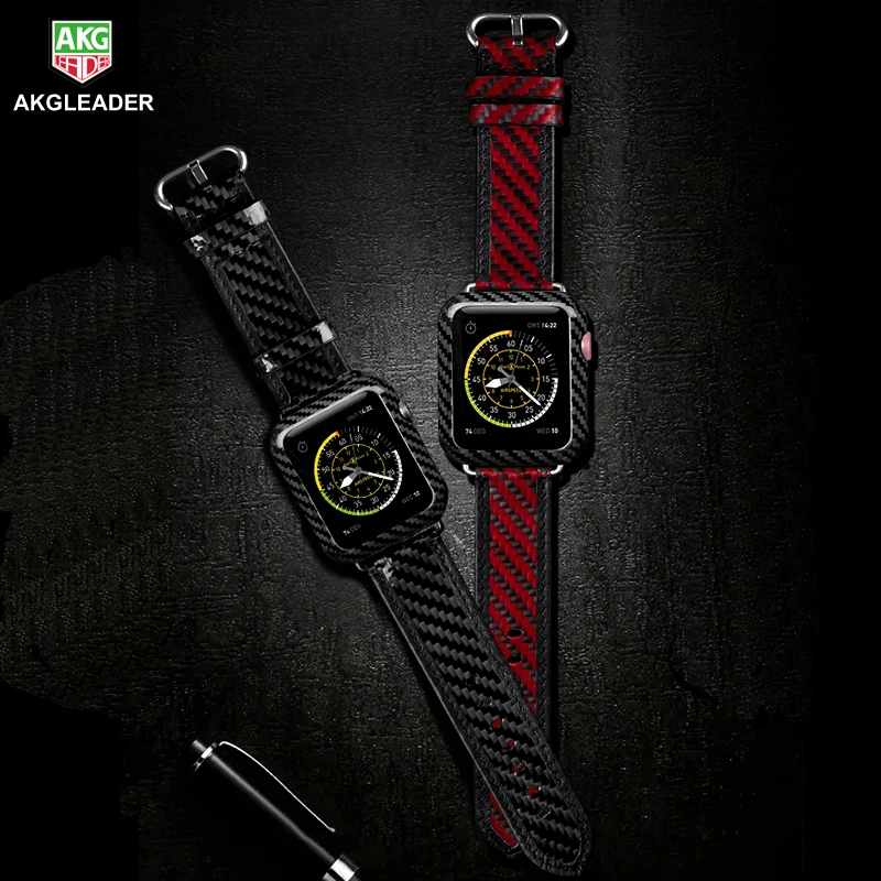 Real Carbon Fiber Watch Band strap For Apple Watch Series 9 8 7 6 5 4 2 3 iWatch 49mm 45mm 44mm Watch Bracelet ultra Watchband