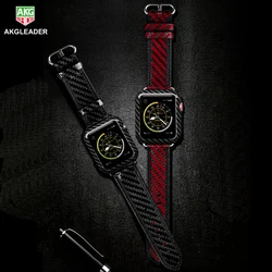 Real Carbon Fiber Watch Band strap For Apple Watch Series 9 8 7 6 5 4 2 3 iWatch 49mm 45mm 44mm Watch Bracelet ultra Watchband