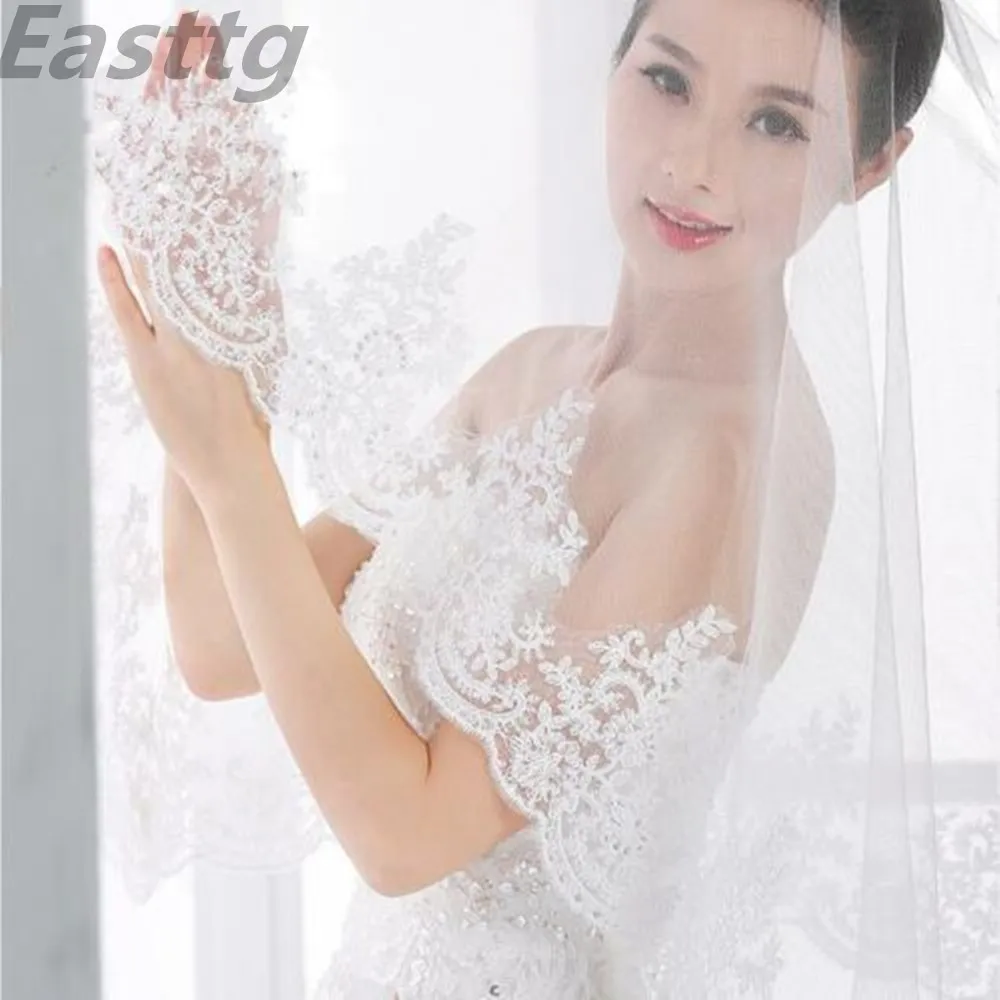 White Ivory Wedding Veil Lace Cathedral wedding accessories 3 M Long Voile Marriage Bridal Veil With Comb Veu de Noiva