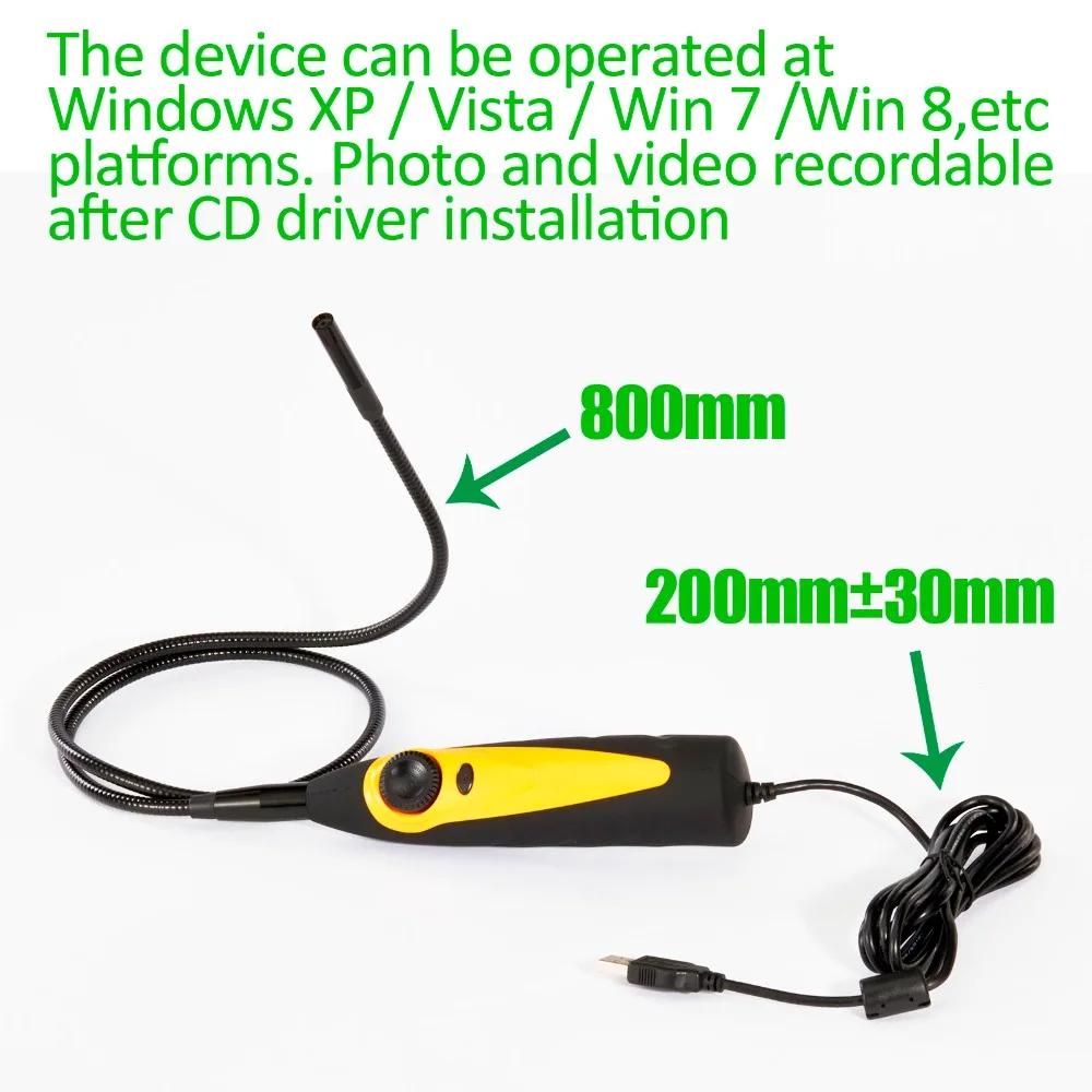 98AS Handheld Usb Inspectie Camera Endoscoop Camera Wit Licht Led Snake Tube Inspectie Borescope Voor Auto