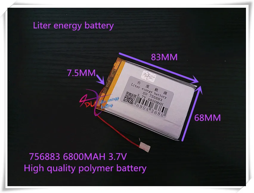 

3.7V 6800mAh 756883 polymer lithium ion / Li-ion battery for power bank;mobile bank; tablet pc,e-book