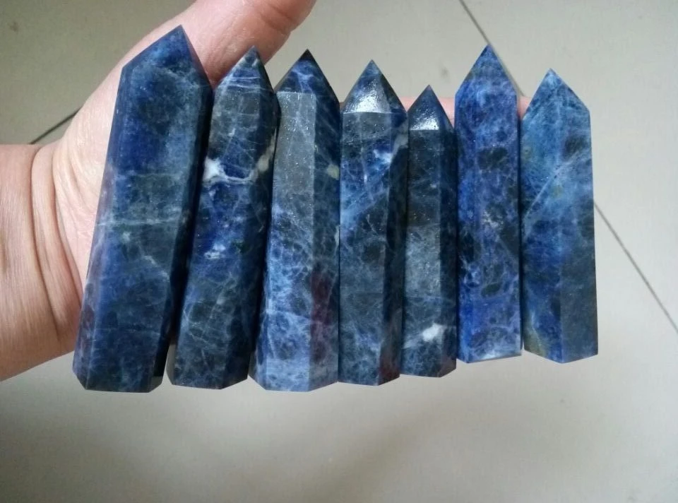 7pcs NATURAL SODALITE BLUE QUARTZ CRYSTAL POINT HEALING 323.6G