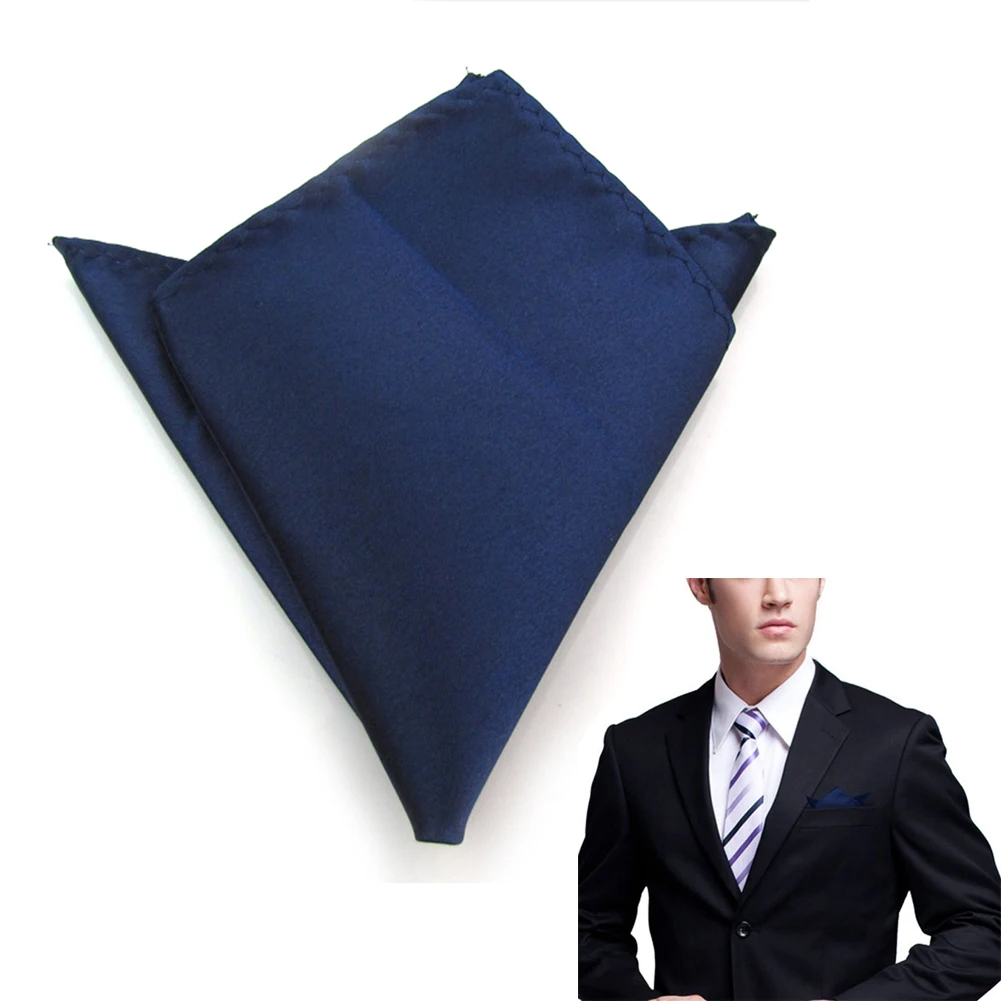 Men Satin Solid Color Plain Suits Pocket Square 2019 Hot Fashion Silk 22*22CM Wedding Party Handkerchief For Men Black Red Blue