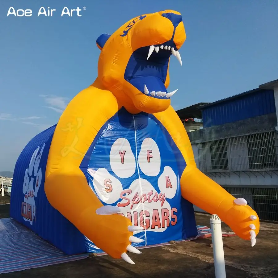 Personalized Animal Shaped Shelter Marquee Inflatbale Cougar/Mountain Lions Tunnel Tent Run Through Entrance for Sport Events