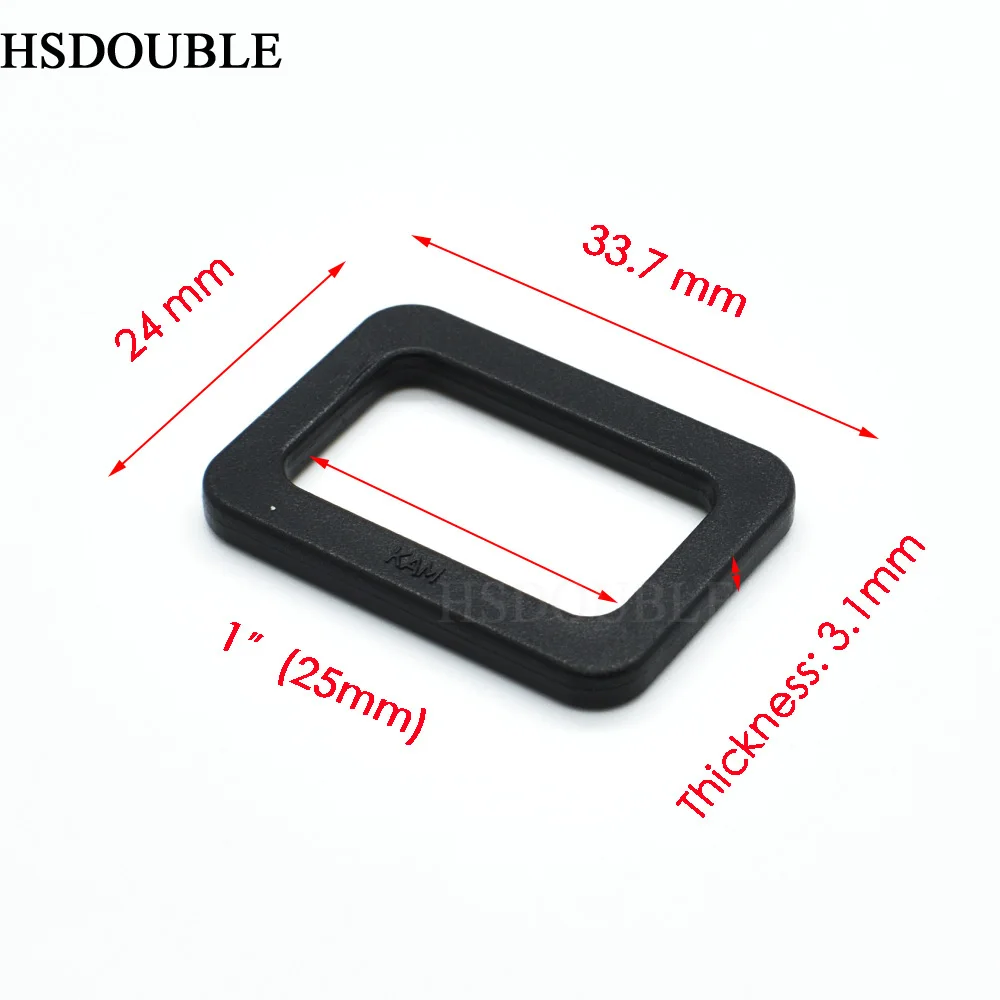 Plastic Black Loops Looploc Buckles Rectangle Rings Backpack Straps Webbing Bag Parts Webbing Size 20mm 25mm 32mm 38mm 50mm