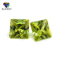 Free Shipping 2x2mm~10x10mm Square Shape 5A Cubic Zirconia Stones Peridot Yellow Princess Cut CZ stone Synthetic Gems