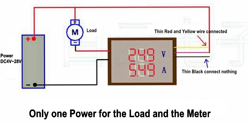 Digital DC 200V 0-10A Voltmeter Ammeter Red Blue LED Dual Display for 12v 24v Car Voltage Current Monitor No Need External Shunt