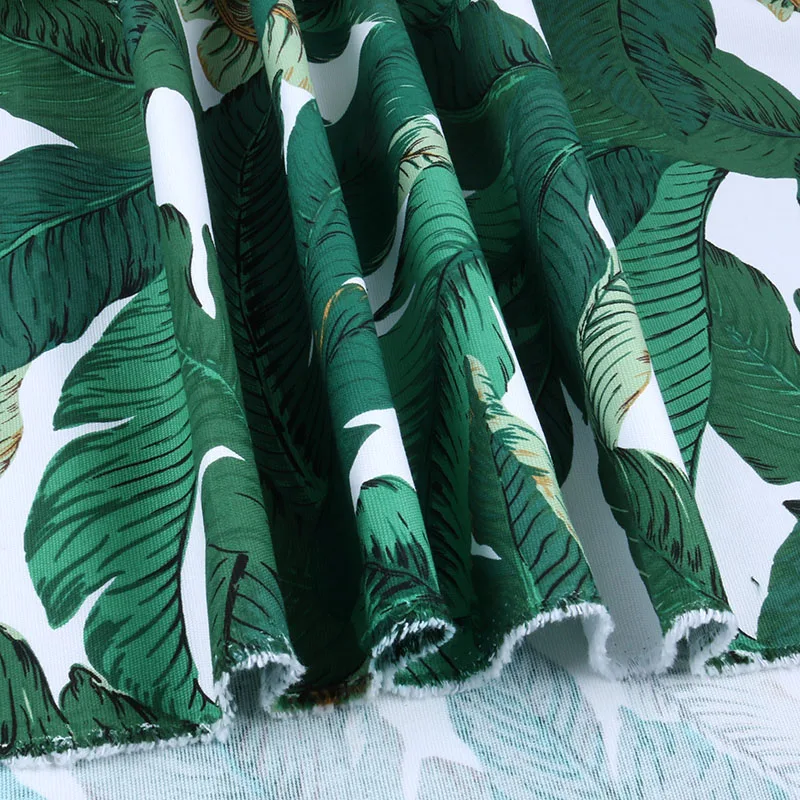 Nanchuang Upholstery Canvas Fabric Green Banana Leaf Cotton Cloth For Pillow Bag Shoes Doll Tablecloth Home Decoration Material