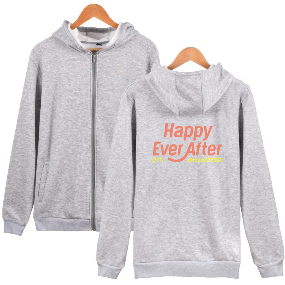 latest Happy Ever After fashion hip hop unisex zip up Hoodie Sweatshirts casual long sleeve zipper men women hoodies jacket tops