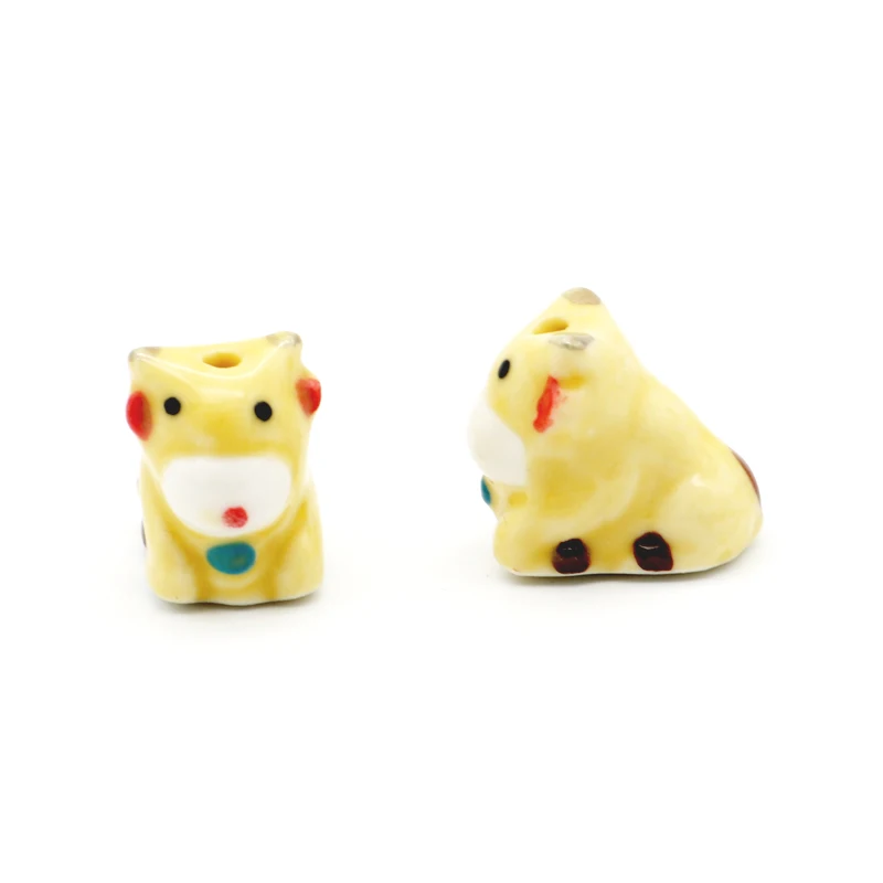 Hot 10pcs/lot Chinese Fashion Ceramic Beads 20x17mm Cute Lion Shape Porcelain Pendants Favor Handmade DIY Accessories Mini Charm