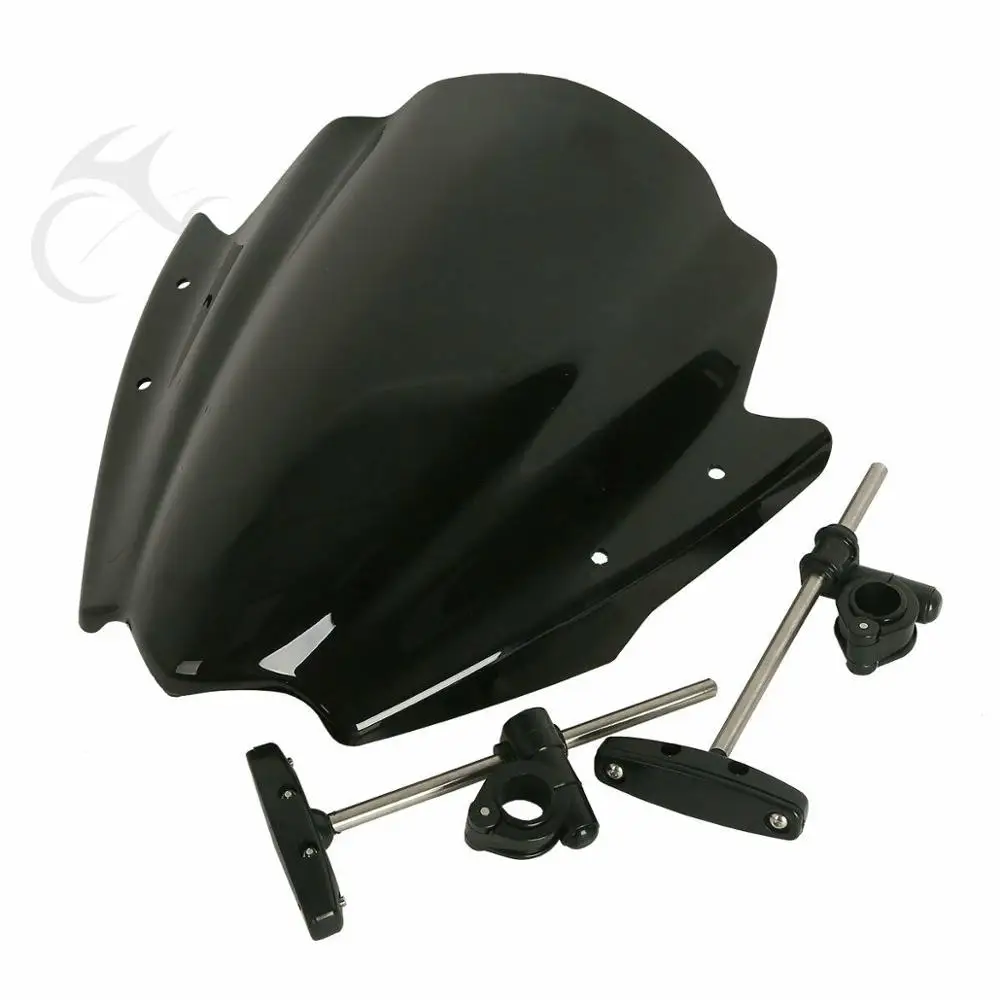 

Motorcycle Windshield Windscreen 7/8" & 1" Handlebar Mount For Harley BMW Ducati Honda Universal