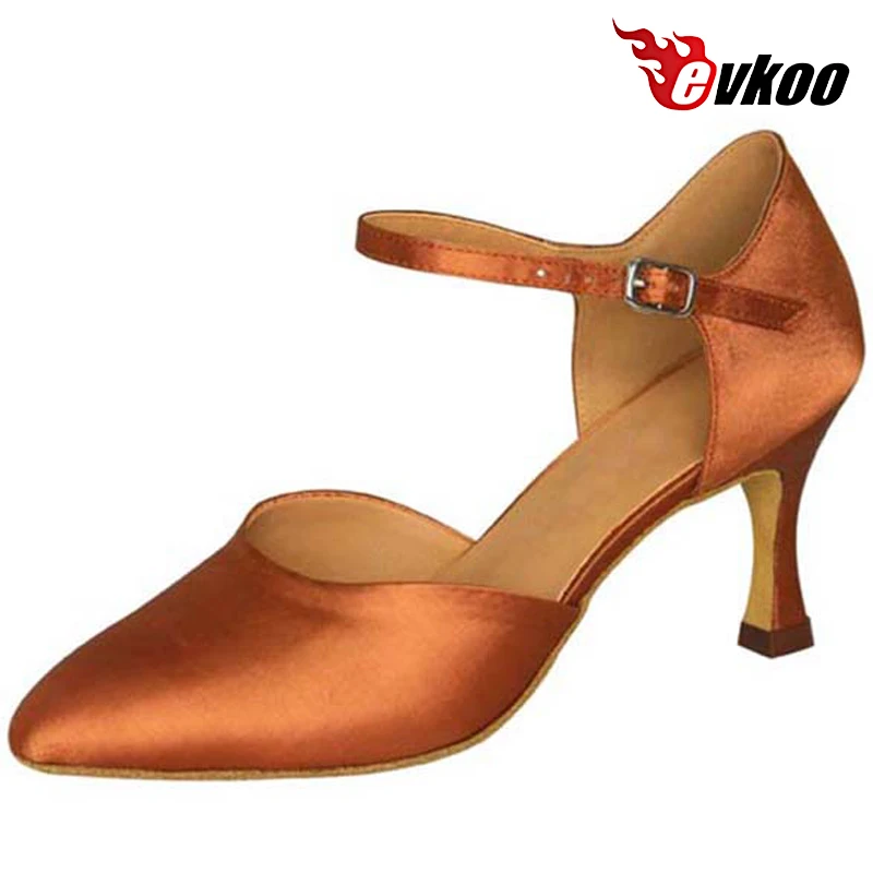 

Evkoodance Satin Closed Toe Low Heel Ballroom Dance Shoes For Women 7.3cm Heel Zapatos De Baile Ladied Dance Shoes Customsized