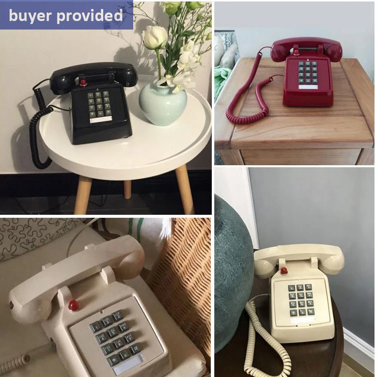 Retro Telephone Landline Old-Fashioned decoration Antique fixed Phone Office Home Hotel movie black white red telefono fijo