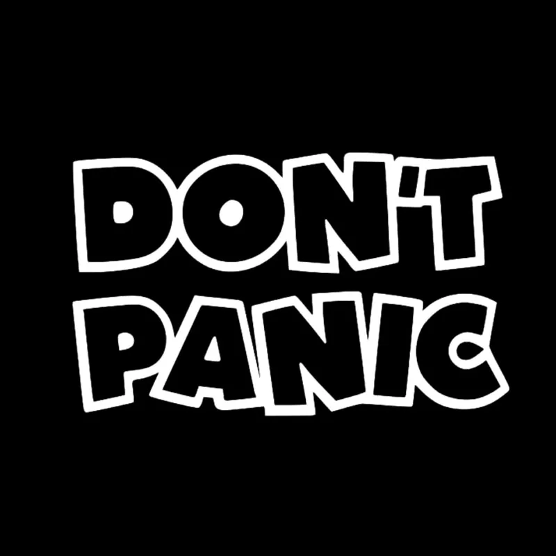 QYPF 16.7cm*10cm DON'T PANIC HITCHHIKERS GUIDE Fashion Car Sticker Decal Black Silver Vinyl C15-1860