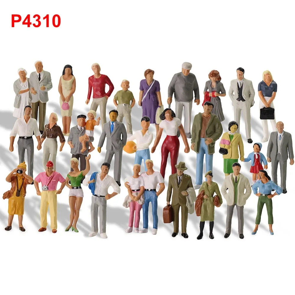 Evemodel 30pcs Different Poses Model Trains 1:43 O Scale All Standing Painted Figures Passengers People Model Railway P4310