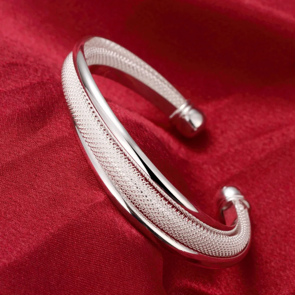 925 B019 simple new factory wholesale Silver bangle jewelry high quality silver color jewelry  cute women classic  bracelet