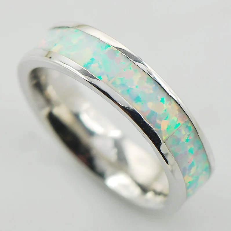 White Fire Opal Women 925 Sterling Silver Ring A27 Size 6 7 8 9 10