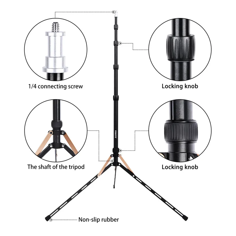 Fosoto FT-190B Gold Led Light Tripod Stand Bag 2.22m Softbox For Photo Studio Photographic Lighting Flash Umbrellas Reflector